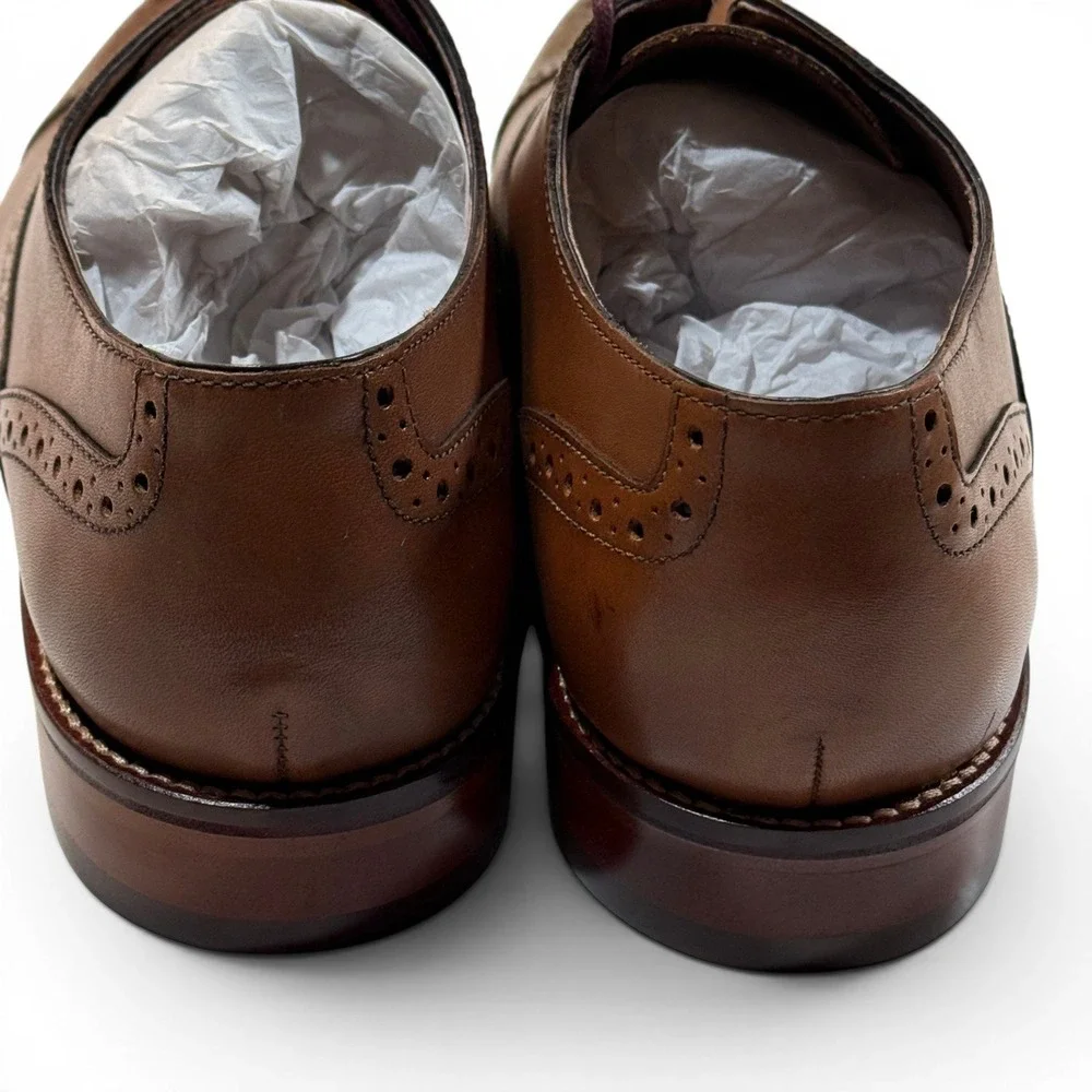 Johnston & Murphy Conard Tan Calfskin Leather Cap Toe Brogue Oxford Shoes 9 M